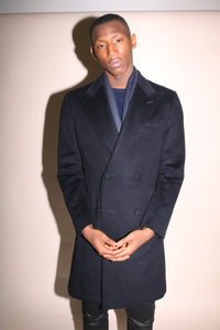 Navy Cashmere Double Breasted Topcoat