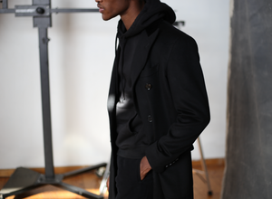 Black Double Breasted Chesterfield Overcoat