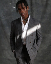 Load image into Gallery viewer, Grey Two Piece 6x4 Double Breasted Windowpane Suit
